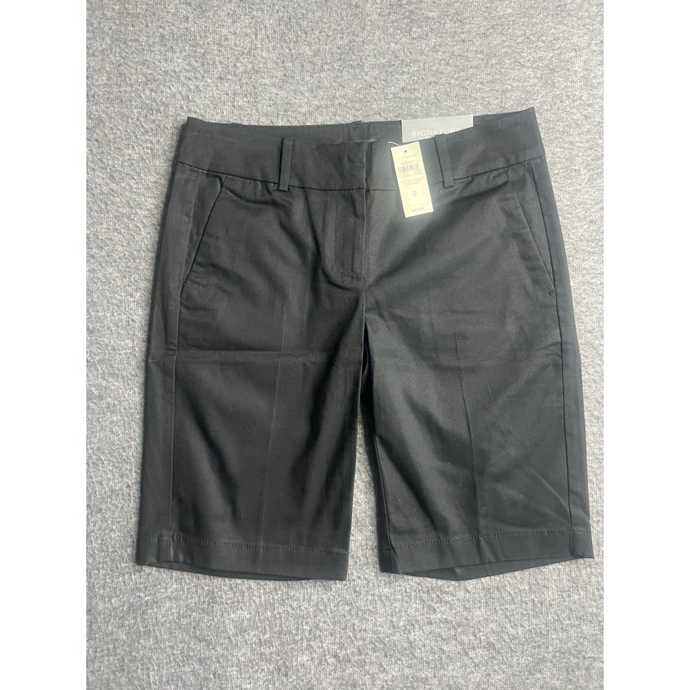 Ann Taylor Signature Black Bermuda Shorts Women 0 11 Inch Inseam Cotton Stretch